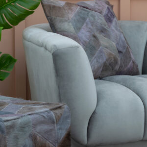 Bosie Safira Grey Chevron Hair on Leather Patchwork Cushion