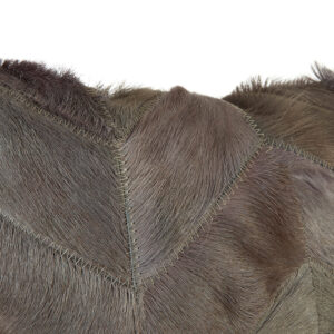 Bosie Safira Grey Chevron Hair on Leather Patchwork Cushion