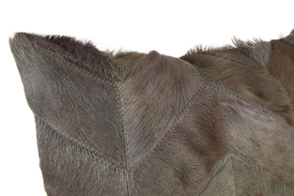 Bosie Safira Grey Chevron Hair on Leather Patchwork Cushion