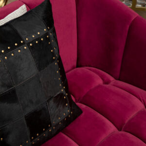 Bosie Safira Black Hair on Leather Patchwork Cushion