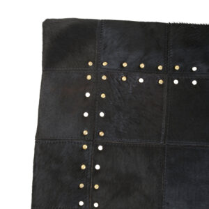 Bosie Safira Black Hair on Leather Patchwork Cushion
