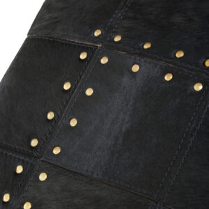 Bosie Safira Black Hair on Leather Patchwork Cushion