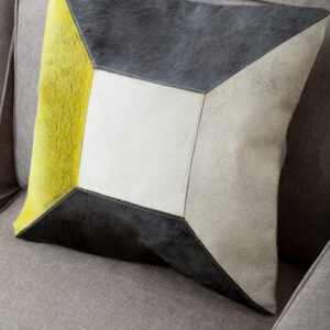 Bosie Safira Geometric Hair on Leather Patchwork Cushion