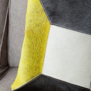 Bosie Safira Geometric Hair on Leather Patchwork Cushion