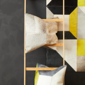 Bosie Safira Geometric Hair on Leather Patchwork Cushion