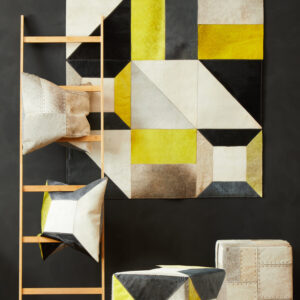 Bosie Safira Geometric Hair on Leather Patchwork Cushion