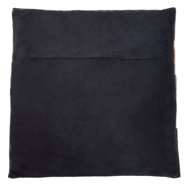 Bosie Safira Neutral Colourblock Hair on Leather Patchwork Cushion