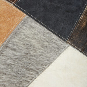 Bosie Safira Neutral Colourblock Hair on Leather Patchwork Cushion
