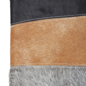 Bosie Safira Neutral Colourblock Hair on Leather Patchwork Cushion