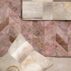 Bosie Safira Grey Hair on Leather Patchwork Cushion