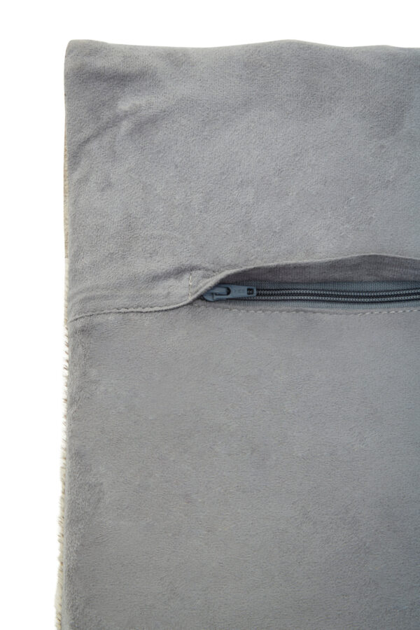 Bosie Safira Grey Hair on Leather Patchwork Cushion