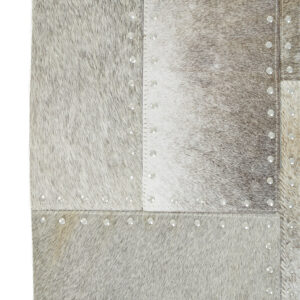 Bosie Safira Grey Hair on Leather Patchwork Cushion