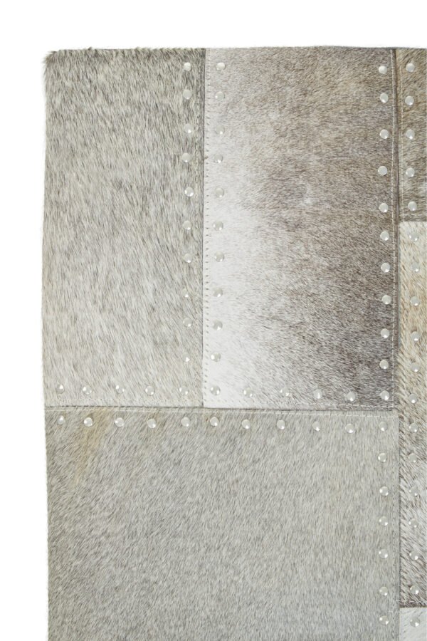 Bosie Safira Grey Hair on Leather Patchwork Cushion