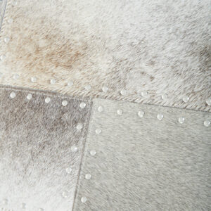 Bosie Safira Grey Hair on Leather Patchwork Cushion