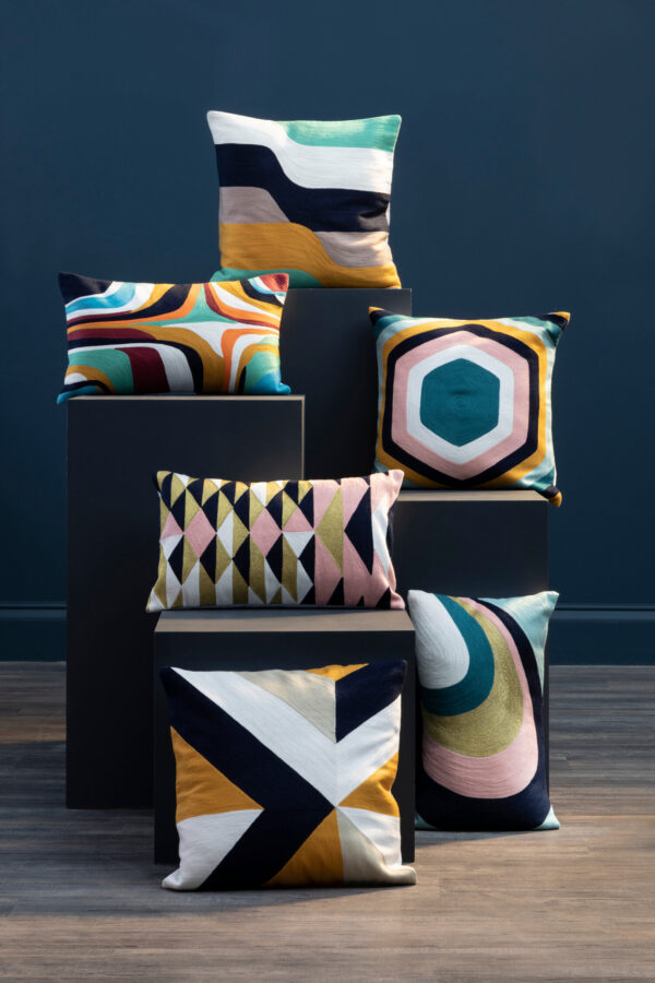 Bosie Ozella Curved Stripes Embroidered Cushion