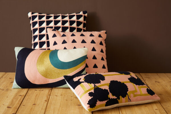 Bosie Ozella Curved Stripes Embroidered Cushion