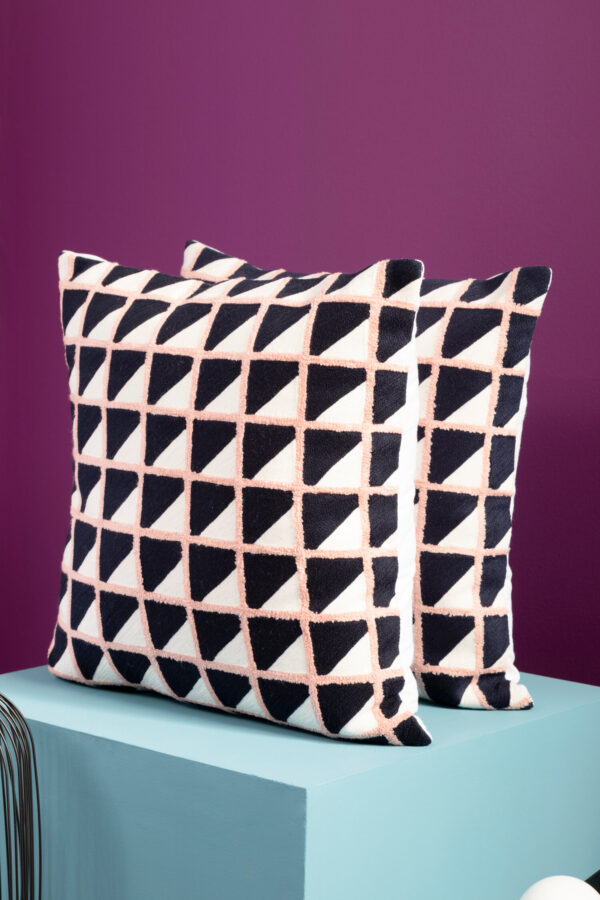 Bosie Ozella Grid Design Embroidered Cushion