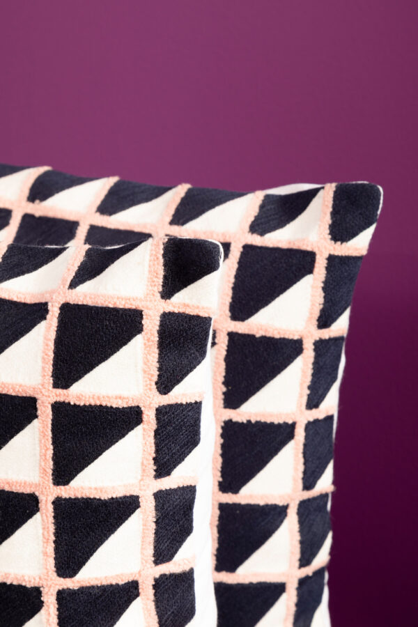 Bosie Ozella Grid Design Embroidered Cushion
