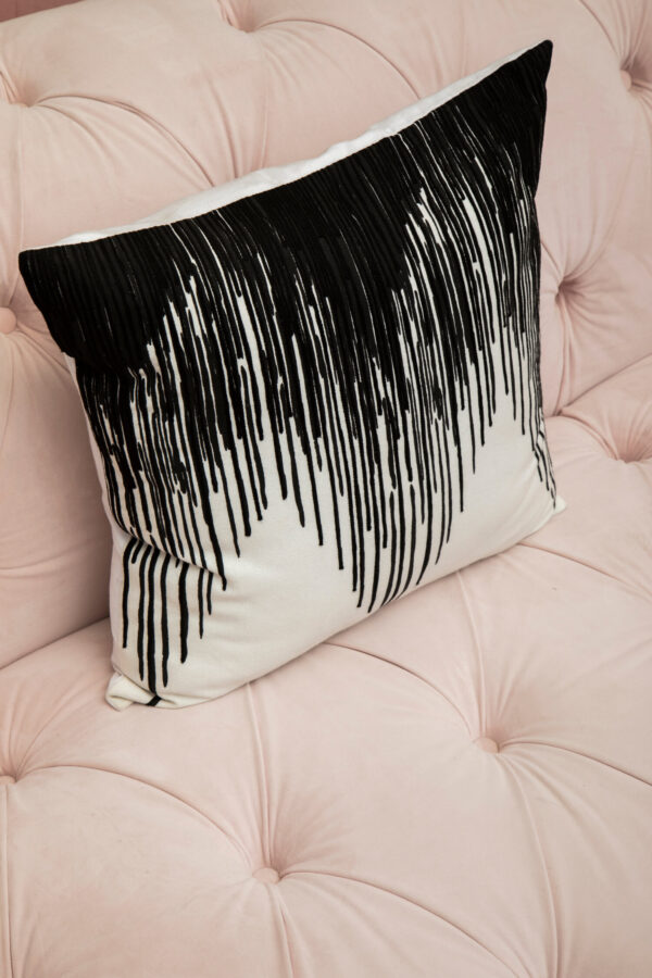 Bosie Ozella Black and White Embroidered Cushion