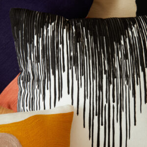 Bosie Ozella Black and White Embroidered Cushion
