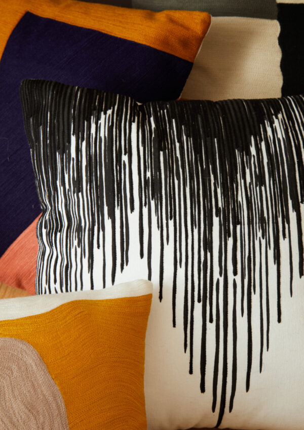 Bosie Ozella Black and White Embroidered Cushion