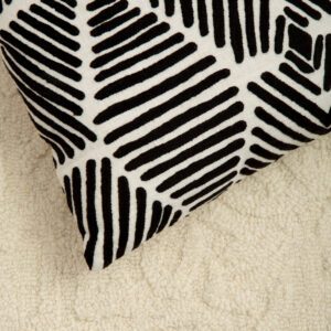 Bosie Ozella Black And White Square Embroidered Cushion