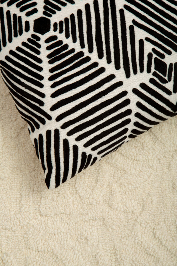 Bosie Ozella Black And White Square Embroidered Cushion