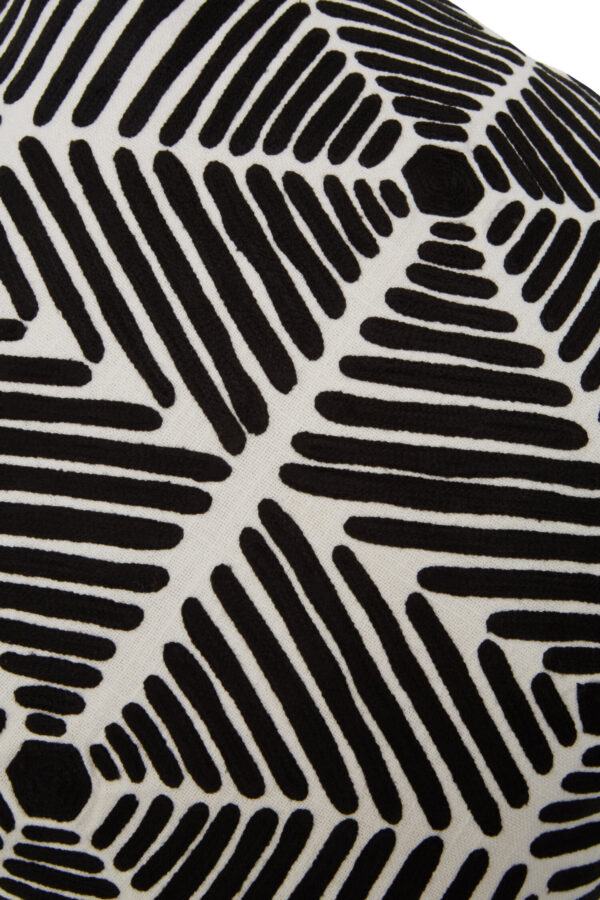 Bosie Ozella Black And White Square Embroidered Cushion