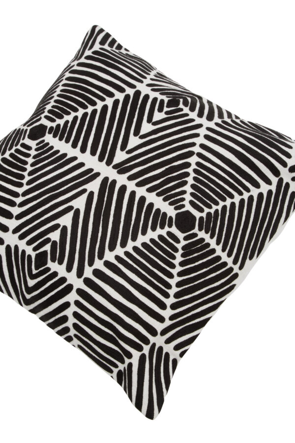 Bosie Ozella Black And White Square Embroidered Cushion