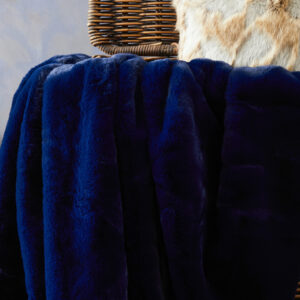 Bosie Lamina Navy Blue Faux Fur Throw