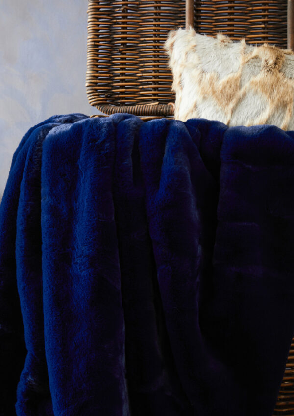 Bosie Lamina Navy Blue Faux Fur Throw