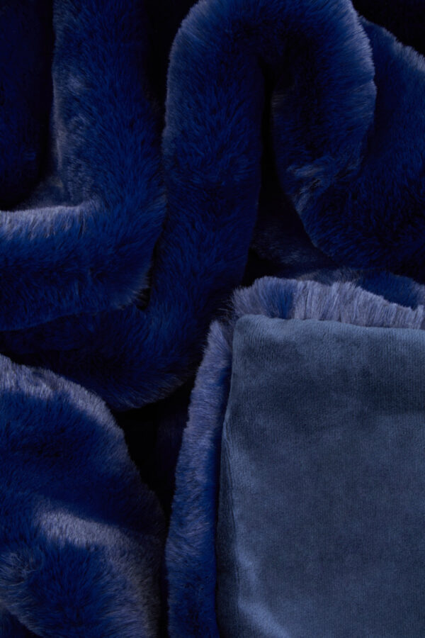 Bosie Lamina Navy Blue Faux Fur Throw
