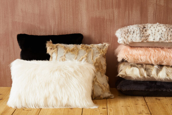Bosie Lamina Grey Rectangular Fur Cushion
