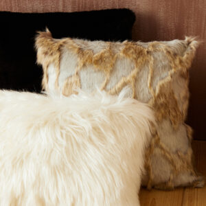 Bosie Lamina Grey And Natural Square Fur Cushion