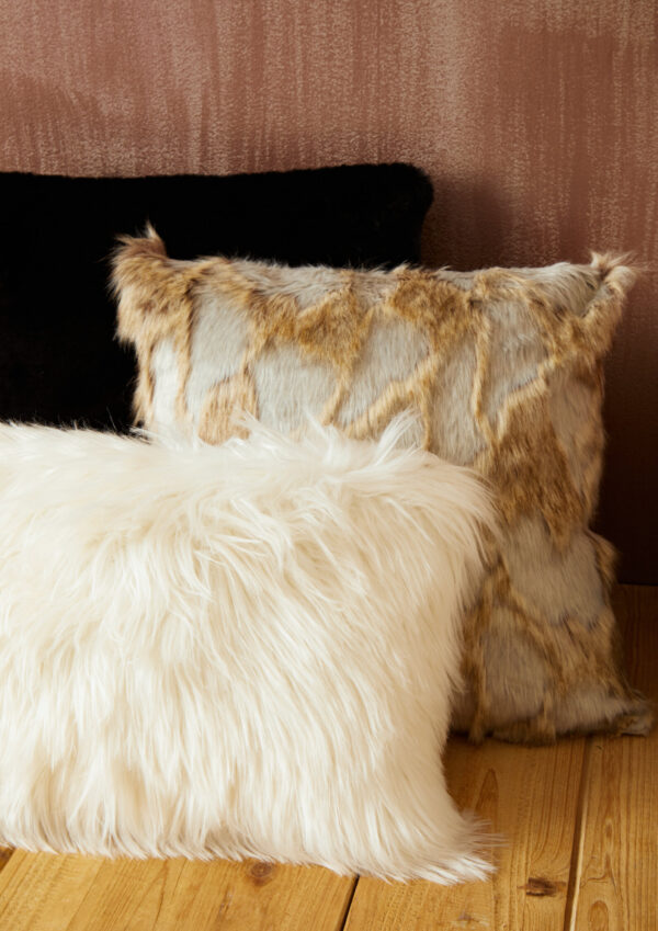 Bosie Lamina Grey And Natural Square Fur Cushion