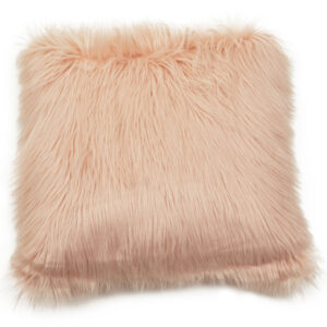 Bosie Mongolian Faux Fur Pink Square Cushion