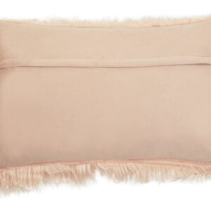 Bosie Mongolian Faux Fur Pink Rectangular Cushion