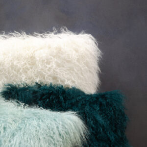 Bosie Real Mongolian Fur White Square Cushion