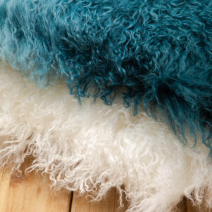 Bosie Real Mongolian Fur White Square Cushion