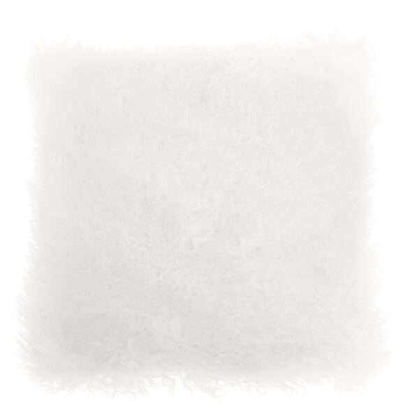 Bosie Real Mongolian Fur White Square Cushion