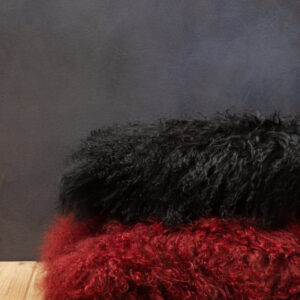 Bosie Real Mongolian Fur Black Square Cushion