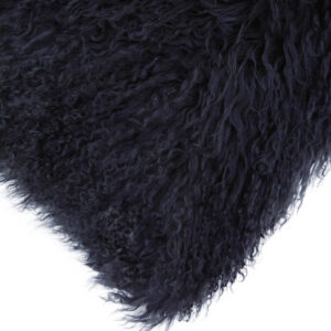 Bosie Real Mongolian Fur Black Square Cushion