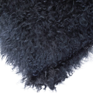 Bosie Real Mongolian Fur Black Rectangular Cushion