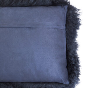 Bosie Real Mongolian Fur Black Rectangular Cushion