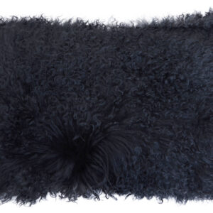 Bosie Real Mongolian Fur Black Rectangular Cushion
