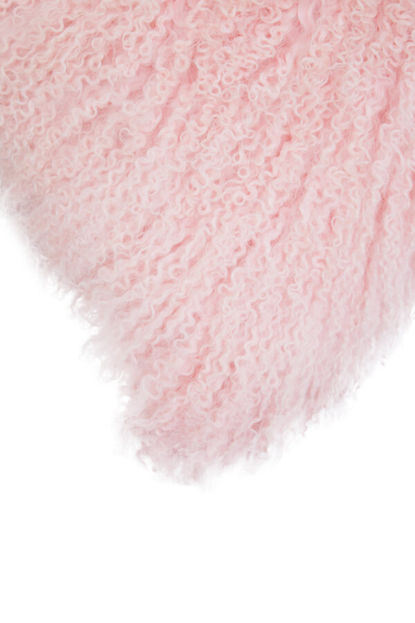 Bosie Real Mongolian Fur Pink Square Cushion