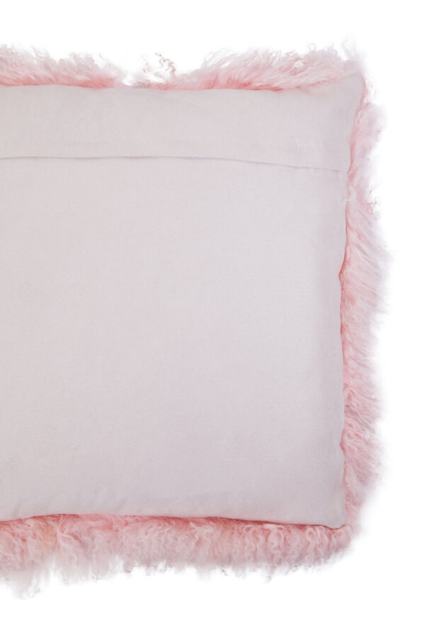 Bosie Real Mongolian Fur Pink Square Cushion