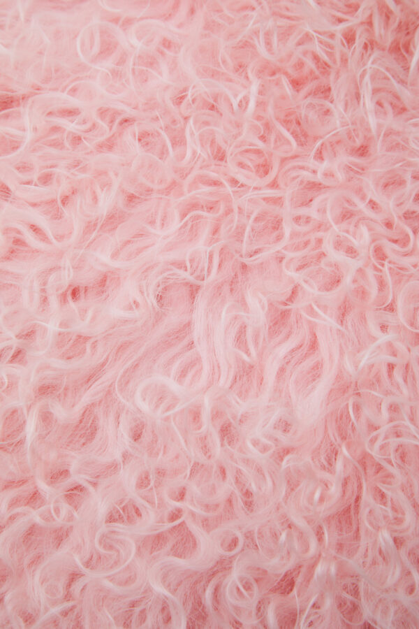 Bosie Real Mongolian Fur Pink Rectangular Cushion