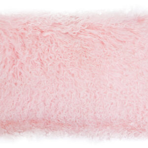 Bosie Real Mongolian Fur Pink Rectangular Cushion