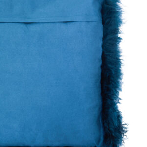 Bosie Real Mongolian Fur Teal Square Cushion